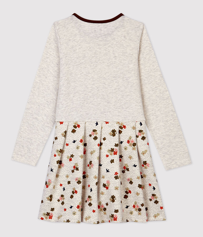 Kinderkleid aus Baumwolle f&uuml;r M&auml;dchen beige/vielfarbig